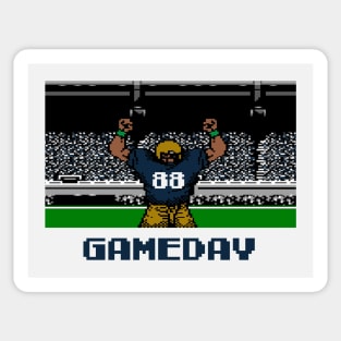 Blue and Gold Football Gameday Retro 8 Bit Linebacker Sticker